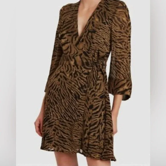 Ganni Dress | Animal Print Wrap Mini | Size: 38/4-6 - Picture 2 of 10